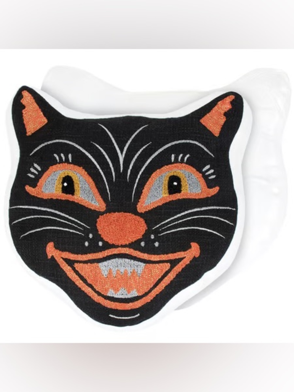 PRIMITIVES BY KATHY NWT Black cat face shaped Halloween pillow